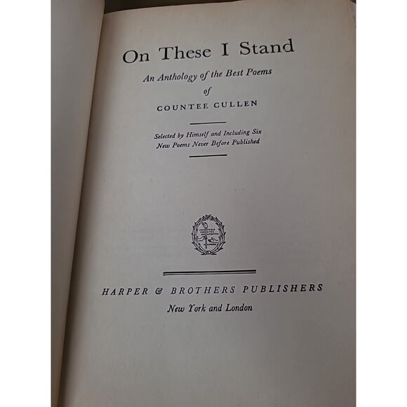 ON THESE I STAND Countee Cullen 1947 African American Poet Poems Poetry - Picture 2 of 6
